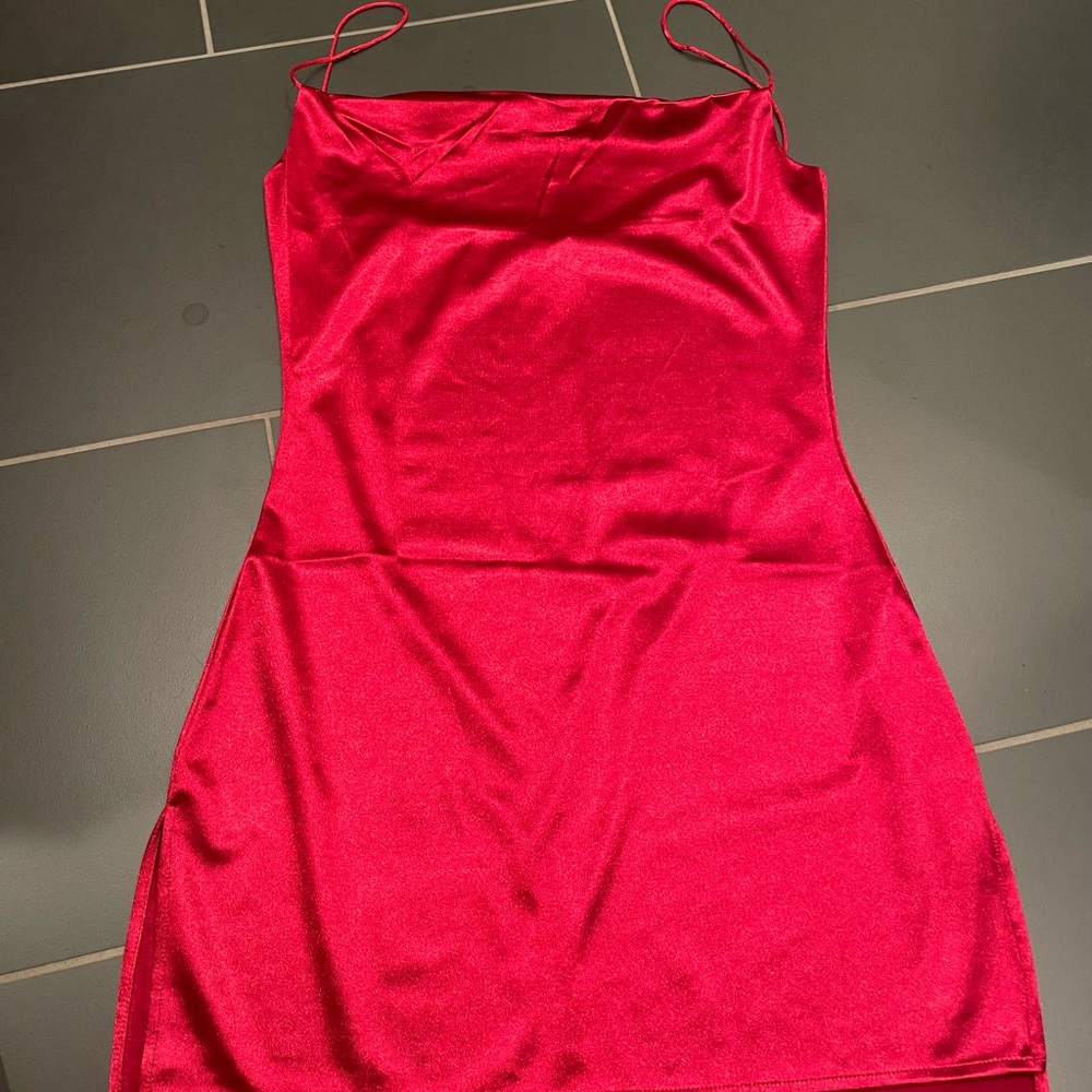 zaful red satin mini dress size m